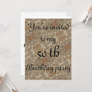 Invitation 50 e anniversaire abstrait motif d'or