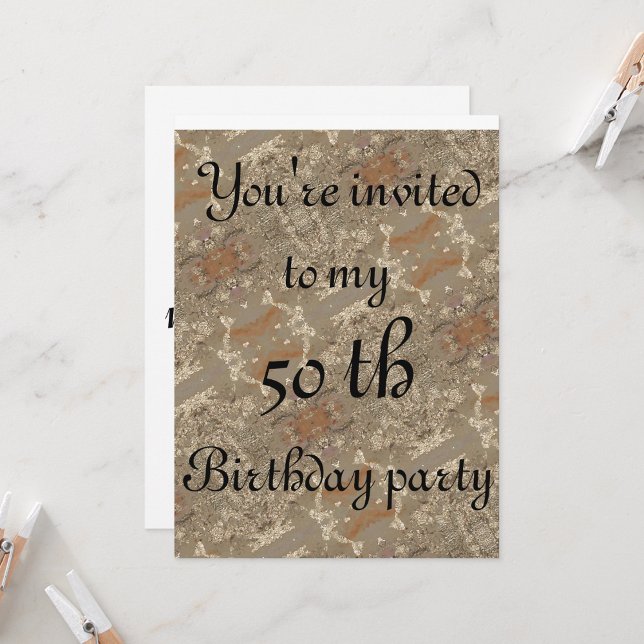 Invitation 50 e anniversaire abstrait motif d'or (Créateur téléchargé)