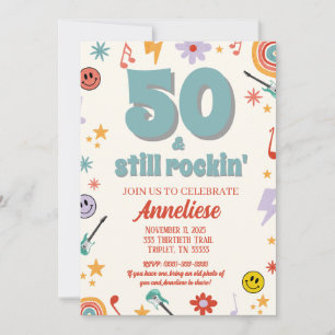 Invitation 50 & Encore Rockin’ Musique Rétro Thème Anniversai