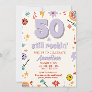 Invitation 50 & Encore Rockin’ Musique Rétro Thème Anniversai