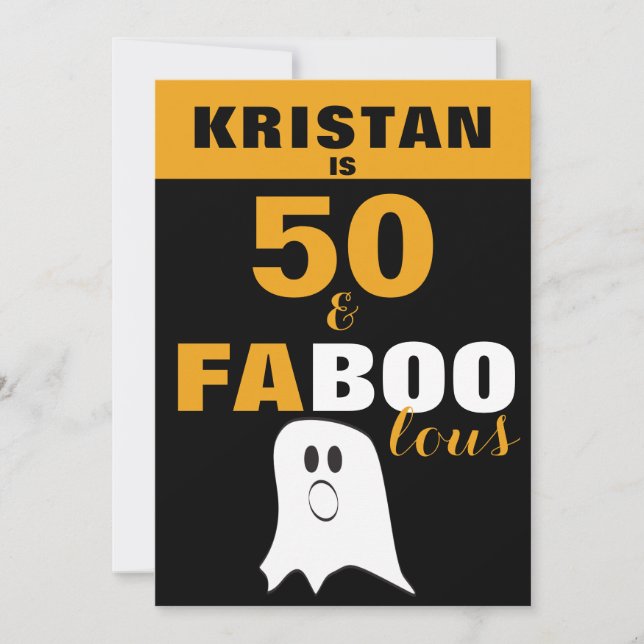 Invitation 50 et FaBOOlous 50e anniversaire d'Halloween (Devant)