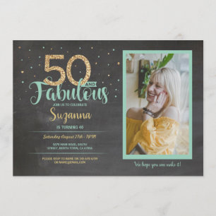Invitation 50 et fabuleuse fête d'anniversaire 50e Gold Photo