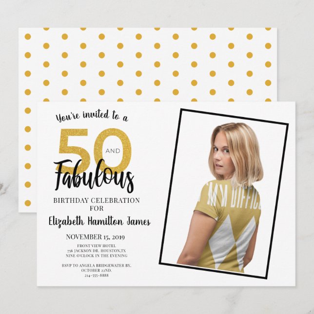 Invitation 50 et fabuleuse fête du 50e anniversaire (Devant / Derrière)