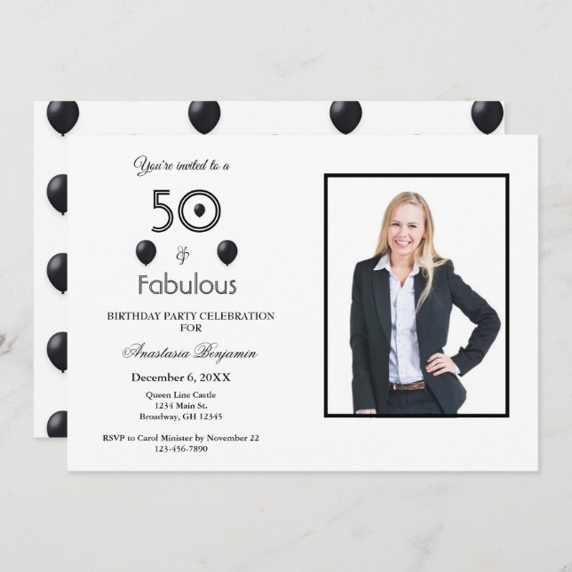 Invitation 50 et fabuleuse fête du 50e anniversaire (Devant / Derrière)