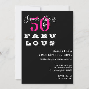 Invitation 50 et fabuleuse Hot Pink 50th Birthday Party