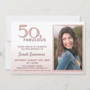 Invitation 50 et fabuleuse Parties scintillant rose Photo 50e