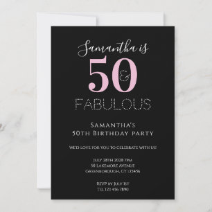 Invitation 50 et fabuleux 50e anniversaire Black Pink Party