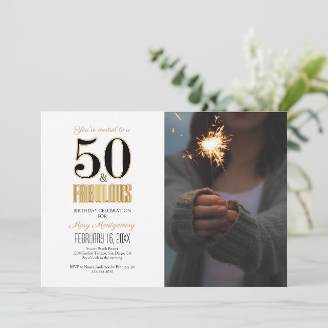 Invitation 50 et fabuleux 50e anniversaire de la fête Photo (Debout devant)