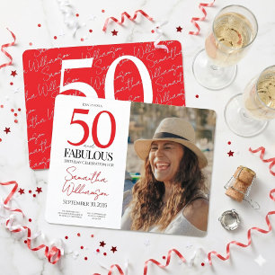 Invitation 50 et Fabuleux   50e Anniversaire Élégante Photo