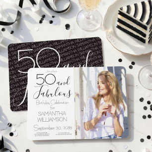 Invitation 50 et Fabuleux   50e Anniversaire Élégante Photo