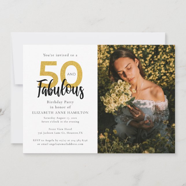 Invitation 50 et fabuleux 50e fête d'anniversaire de la photo (Devant)