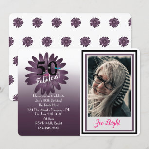Invitation 50 et Fabuleux, amusant marguerite violette avec p