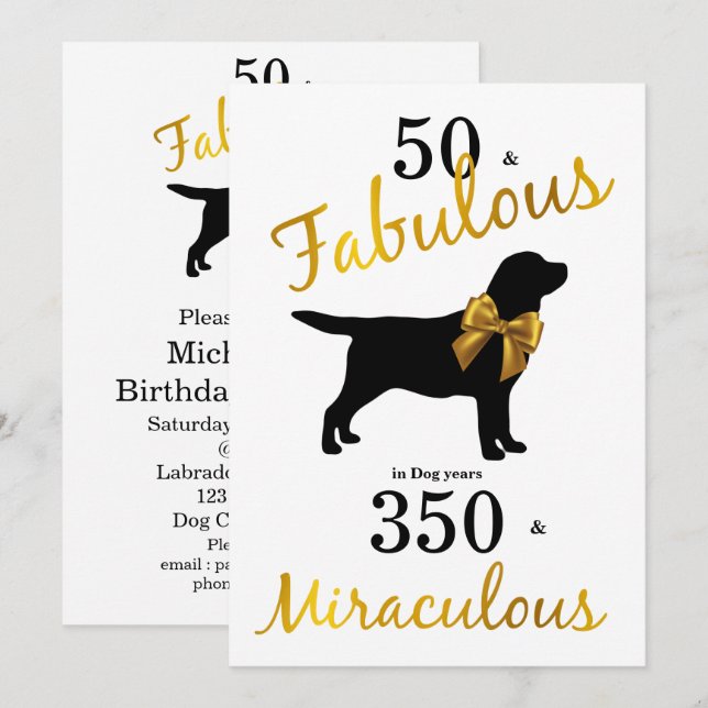 Invitation 50 et fabuleux - Années de chien - Labrador Black  (Devant / Derrière)