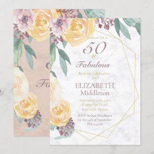 Invitation 50 et fabuleux Anniversaire de marbre rose