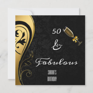 Invitation 50 et fabuleux Anniversaire noir & or élégant