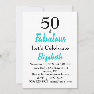 Invitation 50 et Fabuleux anniversaire Turquoise