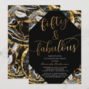 Invitation 50 et fabuleux Black and Gold 50th Birthday Party