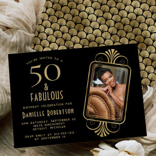Invitation 50 et Fabuleux Deco Noir Fête d'anniversaire de 50