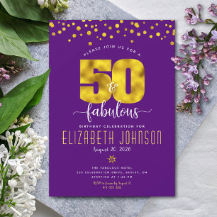 Invitation 50 et fabuleux dots de feuille d'or d'anniversaire