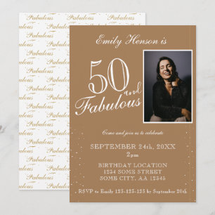 Invitation 50 et fabuleux Elegant Beige Photo Anniversaire