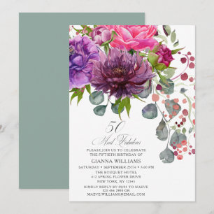 Invitation 50 et fabuleux Elegant Floral 50e Anniversaire