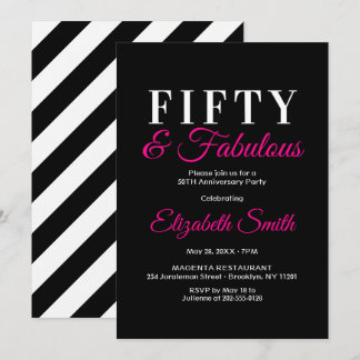 Invitation 50 et fabuleux Elegant Hot Pink 50e anniversaire