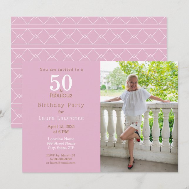 Invitation 50 et fabuleux Elegant Purple 50e fête d'anniversa (Devant / Derrière)