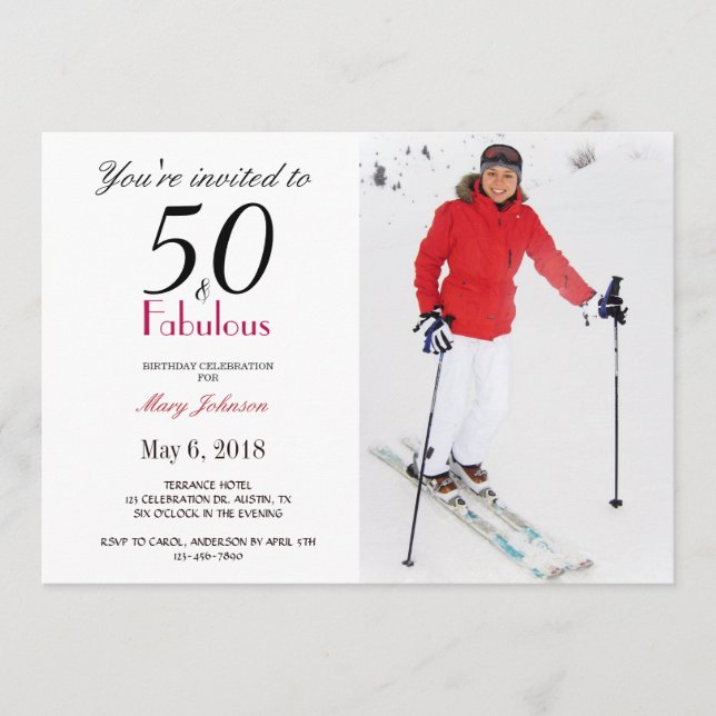 Invitation 50 et Fabuleux fête d'anniversaire (Devant)