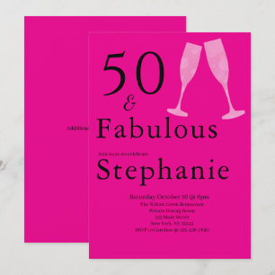 Invitation 50 et Fabuleux   Fête d'anniversaire 50 ans Noir R