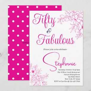 Invitation 50 et Fabuleux   Fête d'anniversaire 50 ans Rose