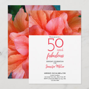 Invitation 50 et fabuleux Fleur Tropical Photo Anniversaire
