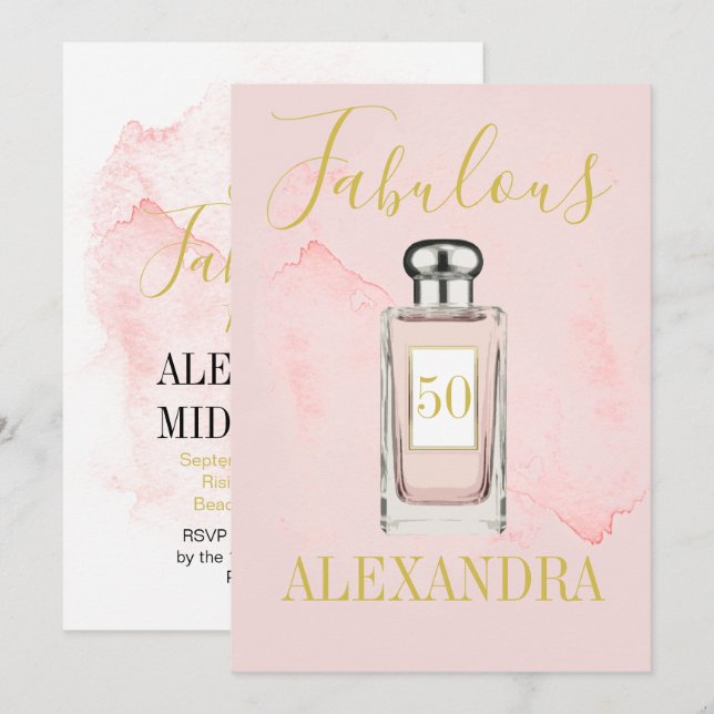 Invitation 50 et fabuleux Monogramme de parfum français chic (Devant / Derrière)