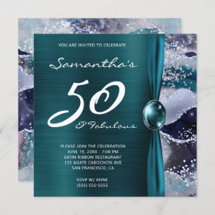 Invitation 50 et fabuleux Ocean Blue Agate Turquoise Annivers