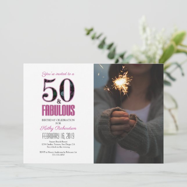Invitation 50 et fabuleux rose 50e anniversaire de la fête Ph (Debout devant)