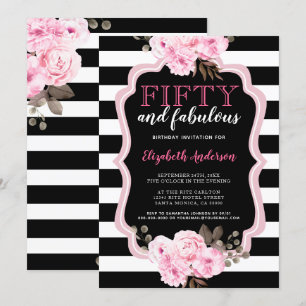 Invitation 50 et fabuleux rose floral noir rayure