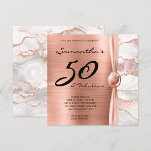 Invitation 50 et fabuleux Rose Gold et White Agate Anniversai