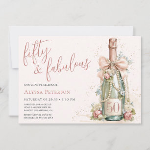 Invitation 50 et Fabuleux Rose Gold Script 50e Anniversaire