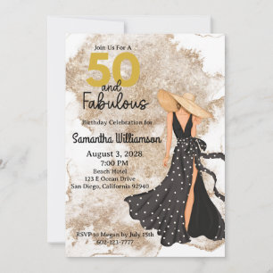 Invitation 50 et Fabulous black and Gold Birthday Party