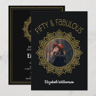 Invitation 50 et Fabulous Black Gold Elegant Party