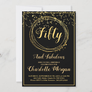 Invitation 50 Et Fabulous Black Gold Parties scintillant