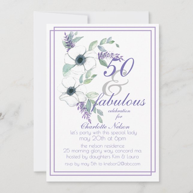 Invitation 50 et Fabulous Elegant Floral Aquarelle (Devant)