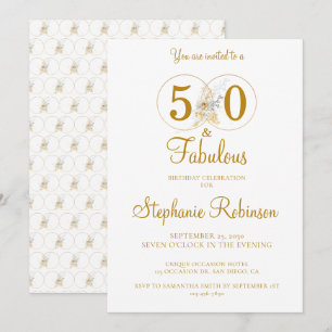 Invitation 50 et Fabulous Gold 50e fête d'anniversaire