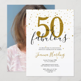 Invitation 50 et Fabulous Gold Black 50th Birthday Photo
