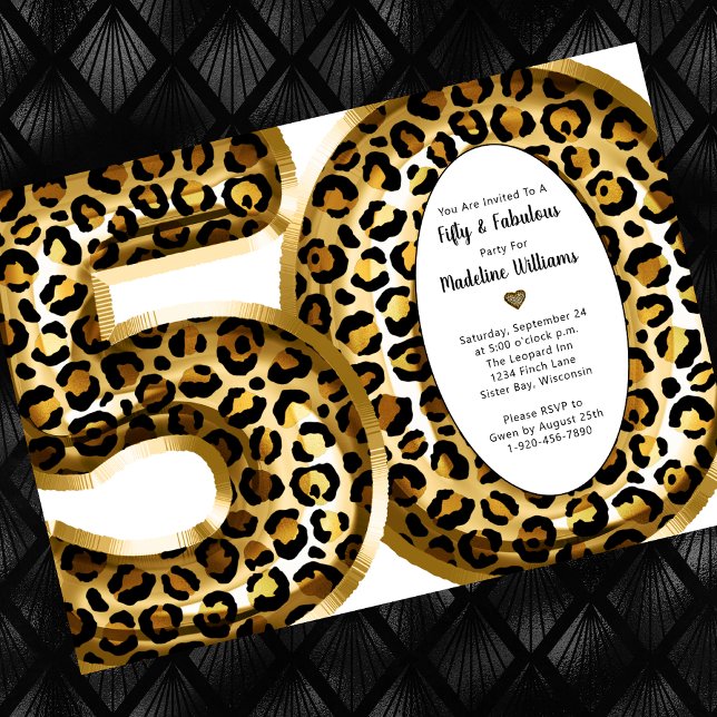 Invitation 50 et Fabulous Gold Foil Empreinte de léopard (Créateur téléchargé)