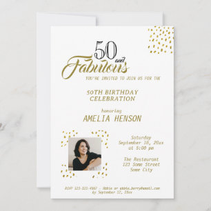 Invitation 50 et Fabulous Gold Parties scintillant Photo 50e 
