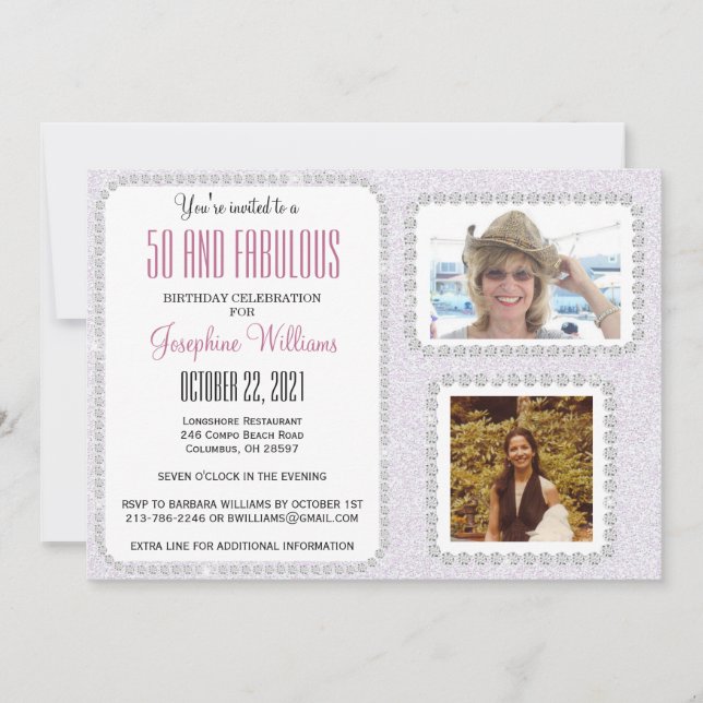 Invitation 50 et Fabulous Party Photos Glam (Devant)