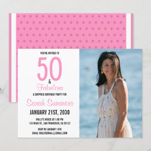 Invitation 50 et Fabulous Pink Photo 50e anniversaire