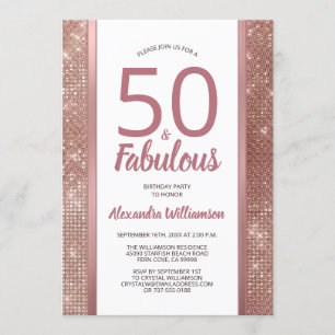 Invitation 50 et Fabulous Rose Gold Glam 50e fête d'anniversa