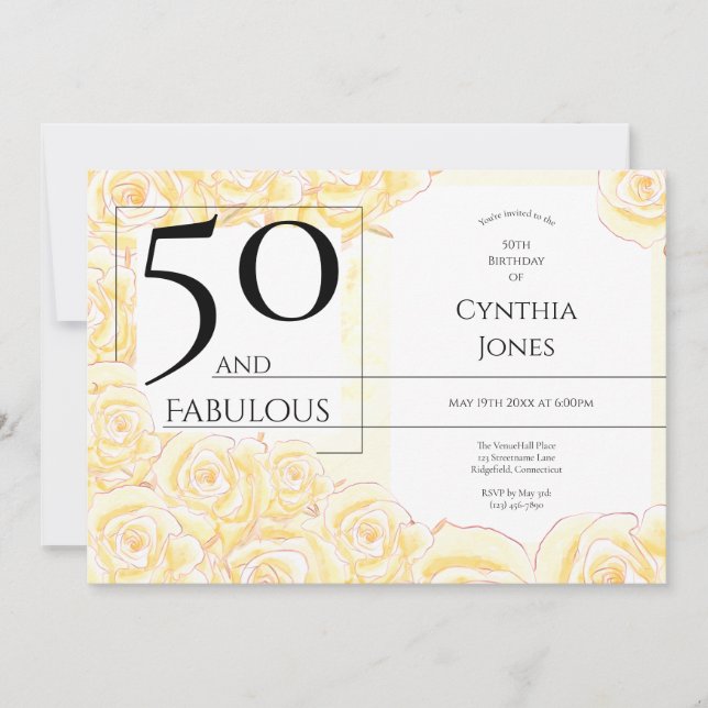 Invitation 50 et Fabulous Rose jaune noir horizontal (Devant)