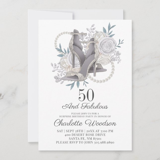 Invitation 50 et Fabulous Silver Parties scintillant Chaussur (Devant)